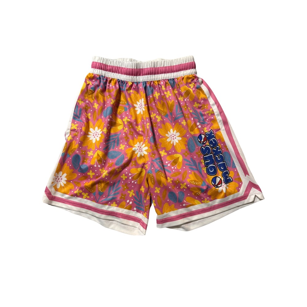 Gus Macker SZ Youth XL Basketball Shorts Pink White Stripe Floral Magic Jumpman
